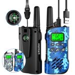 Inspireyes Walkie Talkies for Kids Rechargeable, 48 Hours Working Time 2 Way Radio Long Range, Outdoor Camping Games Toy Birthday Xmas Gift for Boys Girls Age 5 6 8-12, Built-in Compass, 2 Pack Camo