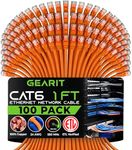 GearIT 100-Pack, Cat 6 Ethernet Cable Cat6 Snagless Patch 1 Foot - Snagless RJ45 Computer LAN Network Cord, Orange - Compatible with 5 Port Switch POE 5port Gigabit