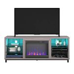 Ameriwood Home Lumina Deluxe Fireplace TV Stand for TVs up to 70", Light Walnut