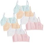 HewMay 8 Pack Girls' Training Bra Age 10-14 Teen Student Bra with Adjustable Straps (8 Pack Star)