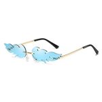 AUGEN By Visions India Retro Vintage Fire Design Rimless Flame Abstract Unisex Sunglasses UV400 Protected Medium Size (C7, 168)