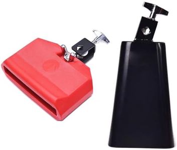 MOONBACK 6 Inch Cowbell And Jam Block Set, Plastic Musical Percussion Block, Latin Drum Instrument, Cowbell for Drum set Latin Percussion Instrument Kit Red