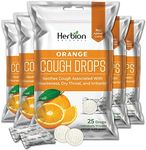 Herbion Naturals Cough Drops with Orange Flavor, Dietary Supplement, Soothes Cough, for Adults and Children Over 6 Years - Pack of 5 (125 Lozenges)