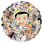 Mr. Bean Sticker 50Pcs Vinyl Cute Anime Stickers for Laptop Skateboard Water Bottle Luggage Computer Phone Guitar Bicycle Car,Waterproof Funny Cartoon Stickers for Teens Kids Adults