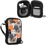 kwmobile Neoprene Case Compatible with in-Ear Headphones - 2.3 x 3.5 inches (6 x 9 cm) Case with Zip - Cats