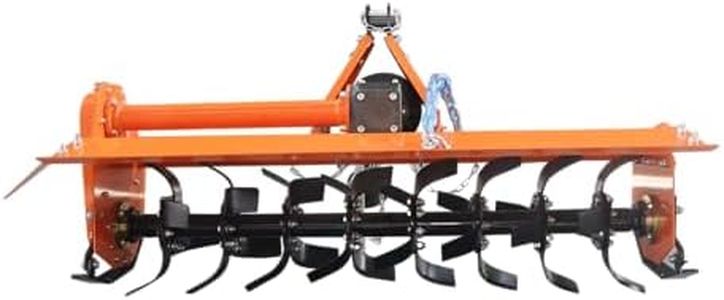 53" Rotary Tiller Attachment for Tractor, Cat 1 3-Point PTO Driven Tiller - 540 RPM Gearbox, 53.14 in Working Width, 4.7 in Tilling Depth, for 20-30 HP Tractors, PTO Shaft Not Included