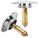 2pcs Bathroom Sink Drain Plug Stopper 70mm Basin Pop Up Click Clack Plug with Brass Slotted Bolt Spring for 38mm Sink Diameter Bath Vanity Sink Bathtub Kitchen