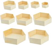 Bright Creations Set of 9 Unfinished Wooden Floating Hexagon Shelves for Wall (9 Sizes)