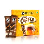 Bevzilla 48 Instant Coffee Powder Sachets (Orange) - 96 Grams| Hot & Cold Coffee| Makes 48 Cups| 100% Arabica Coffee| Strong Coffee| Easy To Carry| Best Coffee| Espresso, Latte, Cappuccino