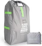 Bramble - 47" Inch Extra Large Gate Check Stroller Bag for Airplane | 600D Oxford, Waterproof, Padded Adjustable Strap Single & Double Stroller Travel Bag for Airplane (Grey)