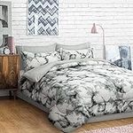 Comforter Set 3PC King Printed Solid Marble Grey