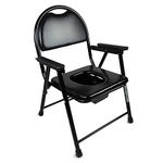Mobiclinic®, Guadalquivir, Commode Chair, Toilet Chair for The Disabled, Handicapped, Seniors, Foldable, Armrests, Ergonomic Seat, Anti-Slip Rubber Tips, Black