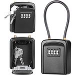 Diyife Key Safe, [New Version] [Weatherproof] Portable Lock Box for Keys Outdoor with Removable Wire Rope Shackle, Hangable Combination Key Lock Box for Home Office Garage School Car