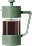 Oggi French Press Coffee Maker (12oz)- Borosilicate Glass, Coffee Press, Single Cup French Press, 3 cup Capacity, Olive