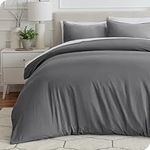 Bare Home Washed Duvet Cover Oversized King Size - Premium 1800 Collection Duvet Set - Cooling Duvet Cover - Super Soft Duvet Covers (Oversized King, Washed Grey)