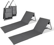 Intimo Living Set of 2 Beach Loungers with Fully Adjustable Backrest - The Beach Mats Filled with Comfort Foam are Ultralight and Folds Up to Save Space - Grey