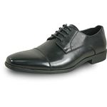 bravo! Men Dress Shoe King-6 Classic Lace-up Cap Toe Oxford Leather Sock Medium and Wide Width Black Size 9W