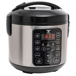 Moss & Stone Electric Multicooker Digital Rice Cooker Small 4-8 Cup 10 Pre-Programmed Settings Brown White/Food Steamer, Slow With Steamer For Vegetables, Nonstick Pot Stainless Steel