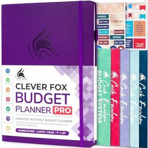 Clever Fox Budget Planner Pro - Financial Organizer + Cash Envelope Budget System. Monthly Finance Journal, Expense Tracker & Personal Account Book. Undated - Start Anytime. (7''x10'') – Purple