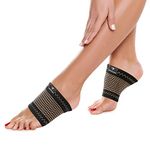 Copper Edge Copper Arch Relief Plus Support for Plantar Fasciitis. 2 Half Socks/Sleeve Compression Brace for Women and Men. Orthotics Feet Pain Aid Fit for Flat/High/Fallen Arches, Heel Spurs & Foot Care