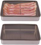 Bacon Storage Container Airtight Cheese Cold Cuts Food Storage 2 Pack Bacon Saver Food Storage Containers 304 Stainless Steel Bacon Box with Lid for Refrigerators Fridge (04)