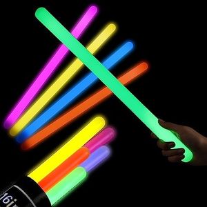 5 Pcs 16 Inch Industrial Grade Glow Sticks Bright Jumbo Light Stick Glow in The Dark Emergency Large Glow Sticks Bulk for Camping, Hiking, Hurricane, Survival Kit (Pink, Yellow, Blue, Green, Orange)