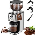 Aigostar Professional Conical Burr Coffee Grinder - 52 Precise Settings, Electric Burr Mill for Espresso, Drip, French Press, Adjustable & Automatic, Stainless Steel - Flavour