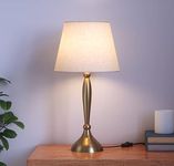 Divine Trends Table Lamp Brass Antique finish 19 inches Height with Off White 10 inches Diameter Lampshade