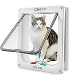 CEESC Large Cat Flap (Outer Size 11" x 9.8"), 4 Way Locking Large Cat Flap Door for Interior Exterior Doors, Weatherproof Pet Door for Cats & Doggie with Circumference < 24.8" (White)