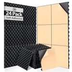 24 Pack Sound Proof Panels with Self-Adhesive,12" X 12" X 1.2" Self Adhesive Acoustic Panels Sound Absorbing,Egg Crate Foam Panels,Soundproof Panels for Home Studio Gaming Acoustic Foam