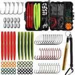 Fishing Hooks Tackle Box,136pcs Including Weedless Worm Hooks Sinker Weights Senko Bait Wacky Rig Tools O-Rings Jigs Head Hooks for Saltwater/Freshwater Fishing