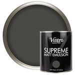 Vintro | Luxury Matt Emulsion | Dark Grey | Smooth Chalky Finish | Multi Surface Paint | for Walls, Ceilings, Wood and Metal | 1L (Charcoal Grey - Midnight)