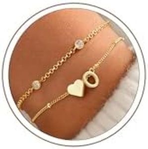 Turandoss Heart Initial Bracelets for Kids 5 6 7 8 9 Years Old, Layered Heart Initial O Bracelet, Cute Personalized Letter Initial Gifts for kids Jewelry
