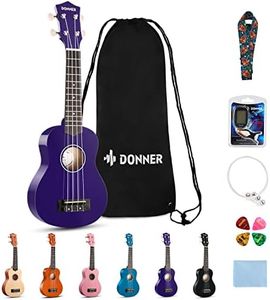Donner Ukulélé pour Débutant Soprano Ukulélé Kit 21 pouces Adulte avec Sac Sangle Tuner, Online Leçon, Couleur Violet