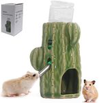 Zhilishu Hamster Water Bottle, 2-in-1 Adjustable Hamster Water Bottle for Glass Tank 80ML Gerbil Water Bottle with Stand, No Drip Ceramic Water Bottle Holder for Dwarf Hamster Mice Rat (Light Green)