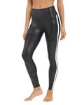 Spanx Womens Faux Leather Stripe Leggings, Very Black/White, L UK