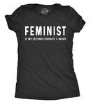 Crazy Dog T-Shirts Womens Feminist is My Second Favorite F-Word Tshirt Funny Protest Tee for Ladies (Heather Black) - XXL