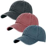 Glamorstar Classic Unisex Baseball Cap Adjustable Washed Dyed Cotton Ball Hat, Red Wine+Black+Navy, One Size