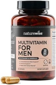 NatureWise Multivitamin for Men - Daily Male Support - Minerals & Herbs for Energy, Performance, Immunity - with Vitamin A, C, D, B-Complex - Soy & Gluten-Free, Non-GMO - 60 Capsules[1-Month Supply]