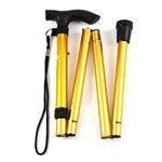 Plastific Walking Stick, Easy Adjustable Height Folding Extendable Walking Cane, Lightweight Flexible and Durable Walking Aid Mobility Aid Collapsible Walking Stick (Golden)