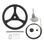 CARMOCAR Outboard Steering Rotary System Boat Kit with 13.5 Inch steering wheel,3/4" Tapered Shaft,10 Feet Boat Steering Cable for Marine Boat Outboard