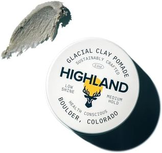 Highland Glacial Hair Clay Pomade - Award winning hair styling clay for men and women made with 100% all natural and organic ingredients that promote hair and scalp health. Low shine, Medium Hold.