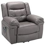 BTM Newly Upgraded Electric Lift Recliner Chair with Padded Seat, Modern Antiskid Upholstered Reclining Massage Armchair with Heat and Vibration for Elderly for Home Living Room (Gray-1)