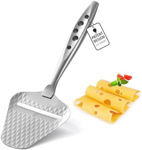 Premium Cheese Slicer for All Types of Cheese – Multi-Functional Stainless Steel Handheld Cheese Cutter – Quilted Pattern to Reduce Resistance, Non-Stick, Ergonomic Grip & Dishwasher Safe