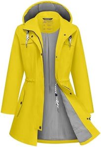 ATLASLAVA Rain Jacket Women Waterproof Long Lightweight Raincoat Hooded Windbreaker Outdoor Trench Coat