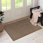 Lahome Farmhouse Rugs for Entryway, 2x3 Kitchen Rugs Non Slip Washable Door Mat Indoor Entrance Small Throw Rug, Neutral Bathroom Rug Indoor Floor Carpet for Front Door Kitchen Sink, Brown/Red