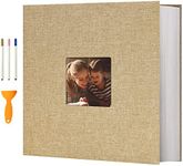 Vienrose Photo Album Self Adhesive 13x12.6 for 600 Photos Linen Scrapbook 120 Pages Khaki