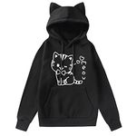 Cat Hoodies for Women, Black-2, Medium