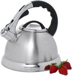 Creative Home Camille Stainless Steel Whistling Tea Kettle with Capsulated Bottom, 3.0 Quart, Brushed Finish