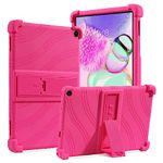 DUEDUE Case Compatible with Walmart ONN 10.1 Inch Case Gen 3 2022, Soft Silicone Tablet Case with Adjustable Kickstand Protective Cover for Onn 10.1 Inch 3rd Generation Hot Pink